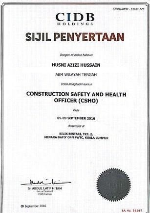 Construction Safety and Health Officer (CSHO) - Sijil Penyertaan