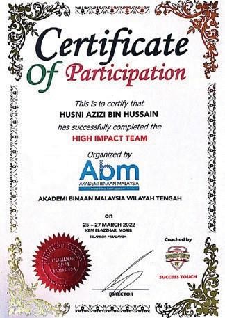 High Impact Team - Certificate of Participation